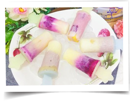 三色牛奶冰棒